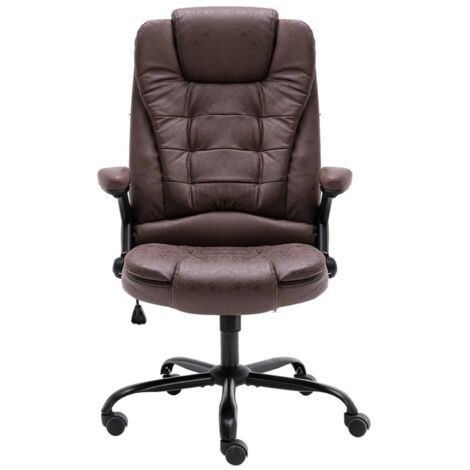 Chaise de bureau Fauteuil gamer - Chaise d'ordinateur Marron foncé Cuir véritable BV997490 - BonneVie