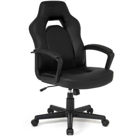 ML-Design Chaise de Gaming/Massage, Noir-Rouge, Cuir PU,  Ergonomique/Pivotant/Réglable 121-128 cm