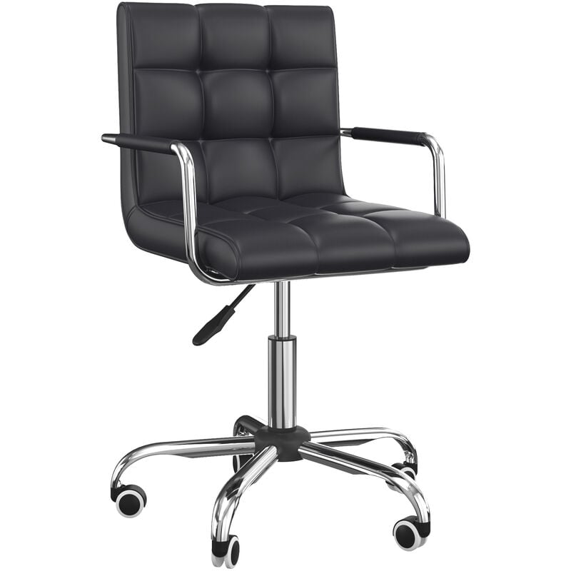 Homcom - Chaise de bureau fauteuil manager pivotant hauteur réglable revêtement synthétique capitonné noir - Noir