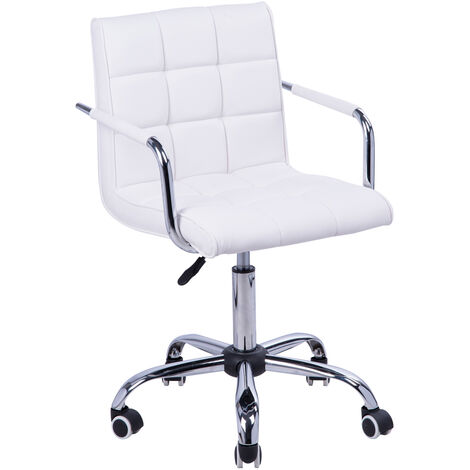 Chaise de bureau fauteuil manager pivotant hauteur réglable revêtement synthétique capitonné blanc - Blanc