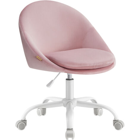 Chaise de Bureau, Fauteuil Pivotant en Velours, Siège Confort, Rembourrage en Mousse, Réglable en Hauteur, pour Bureau, Chambre, Rose Bonbon