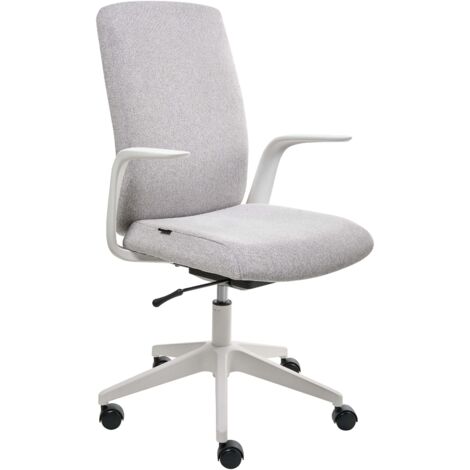 Chaise de Bureau Fonctionnelle en Tissu Accoudoirs et Appui-tête Réglables Hauteur Ajustable Base Pivotante Dossier Inclinable Gris Clair Captain