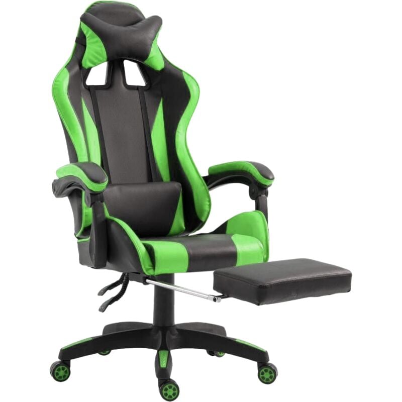 Mediawave Store - Chaise de bureau Gaming azrace simili-cuir avec repose-pieds inclinable 150° Couleur: Vert