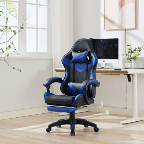 Chaise de bureau-gaming ergonomique-360°-cuir-dossier haut-réglable-repose-pieds-64.5x82x116.5-126.5(cm)