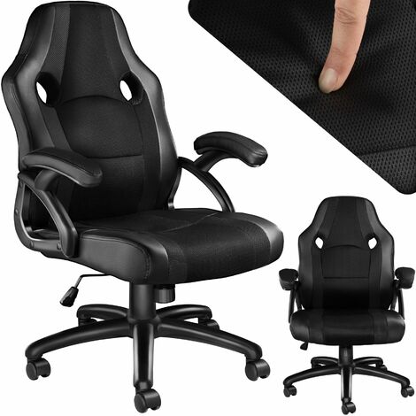 Tectake – Chaise gaming ergonomique avec rembourrage épais – Tissu mesh respirant – Hauteur d'assise réglable 47-57 cm – Pour sessions de jeu intenses