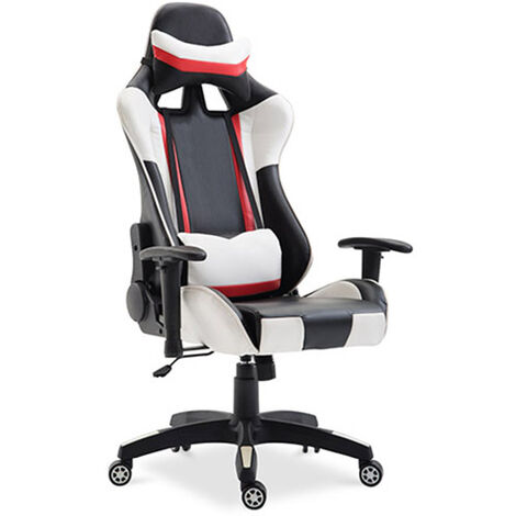 Chaise de bureau Gaming ergonomique inclinable à 180° Blanc