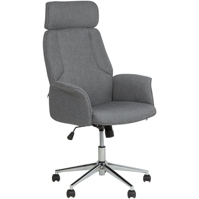 Beliani - Chaise de Bureau Rembourrée à Roulettes et Hauteur Réglable Gris Pilot