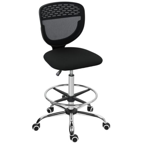 Chaise de bureau haute réglable avec repose-pieds - Noir