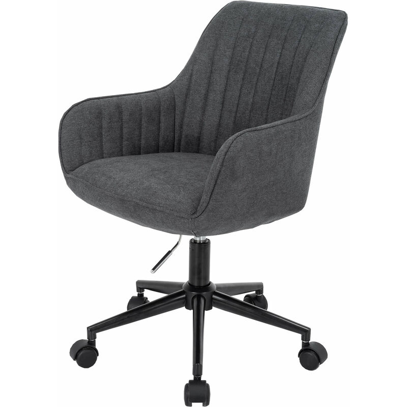 Jamais utilisé] Chaise de bureau HHG 014, chaise pivotante chaise de bureau tissu/textile, anthracite