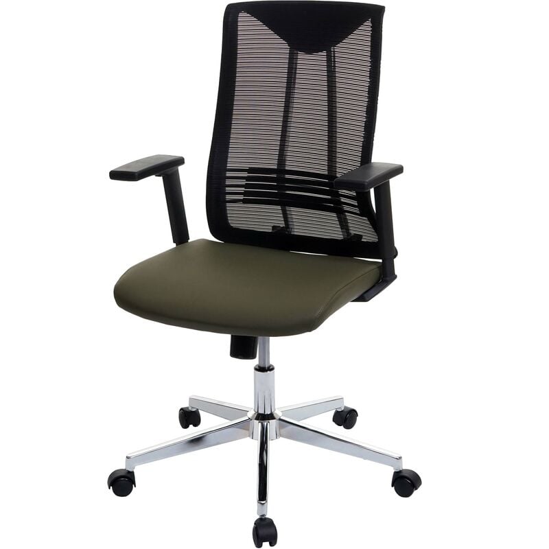 hhg - jamais utilisé] chaise de bureau 083, chaise pivotante chaise de bureau, ergonomique similicuir vert-olive - green