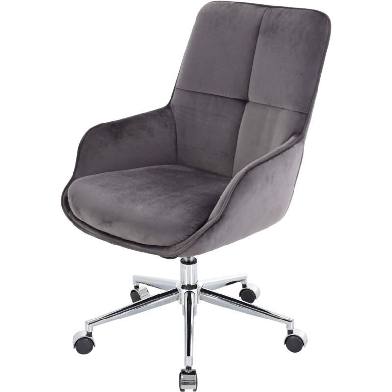 HHG - Chaise de bureau 122, chaise pivotante avec accoudoirs réglable en hauteur velours, gris foncé HHG - Chaise de bureau 122, chaise pivotante avec accoudoirs réglable en hauteur velours, gris foncé