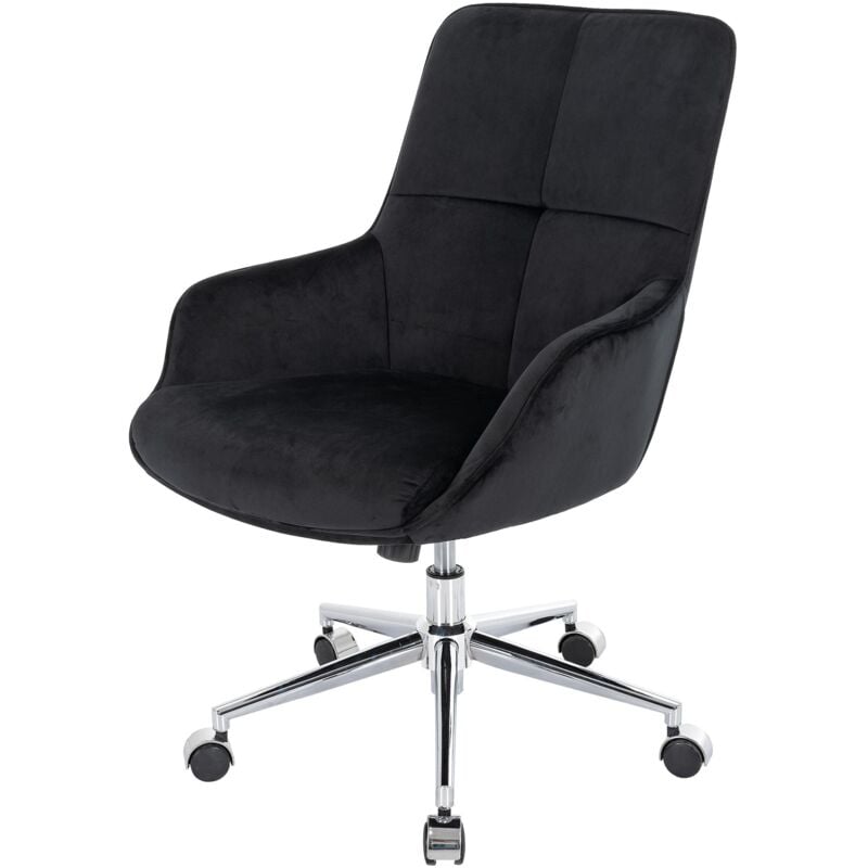 Chaise de bureau HHG 122, chaise pivotante avec accoudoirs réglable en hauteur velours, noir