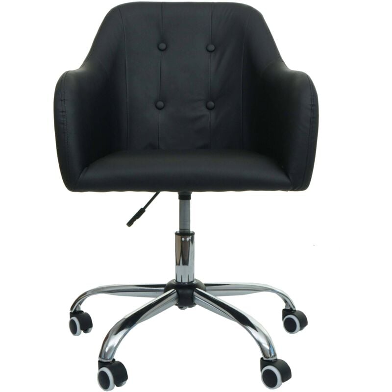 HHG - Chaise de bureau 123, chaise pivotante chaise de bureau chaise d'ordinateur fauteuil de bureau, avec accoudoirs, similicuir noir