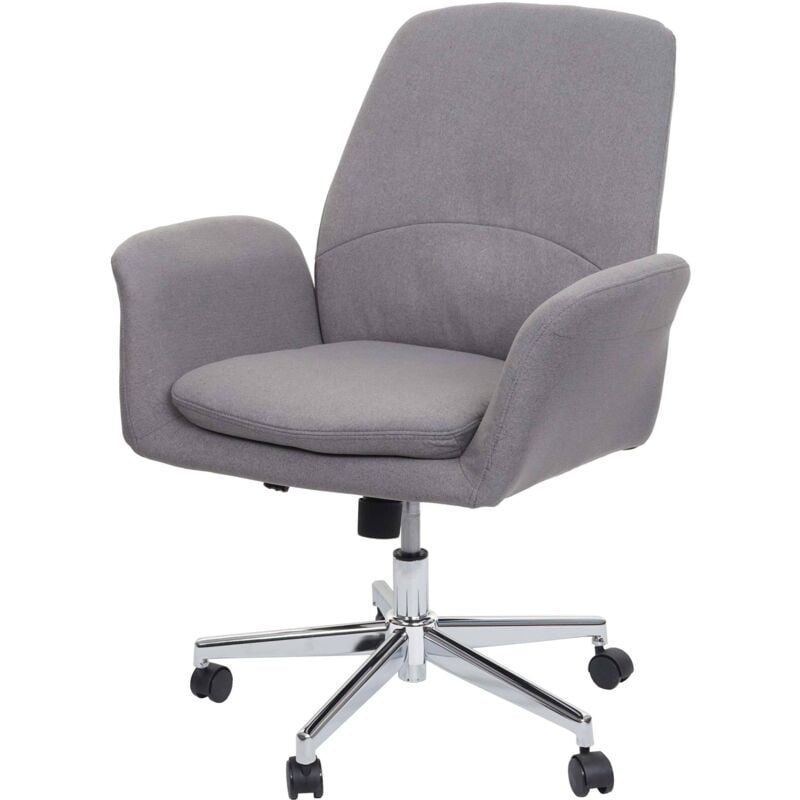HHG - jamais utilisé] Chaise de bureau 592, chaise de bureau chaise pivotante tissu/textile avec accoudoirs, gris