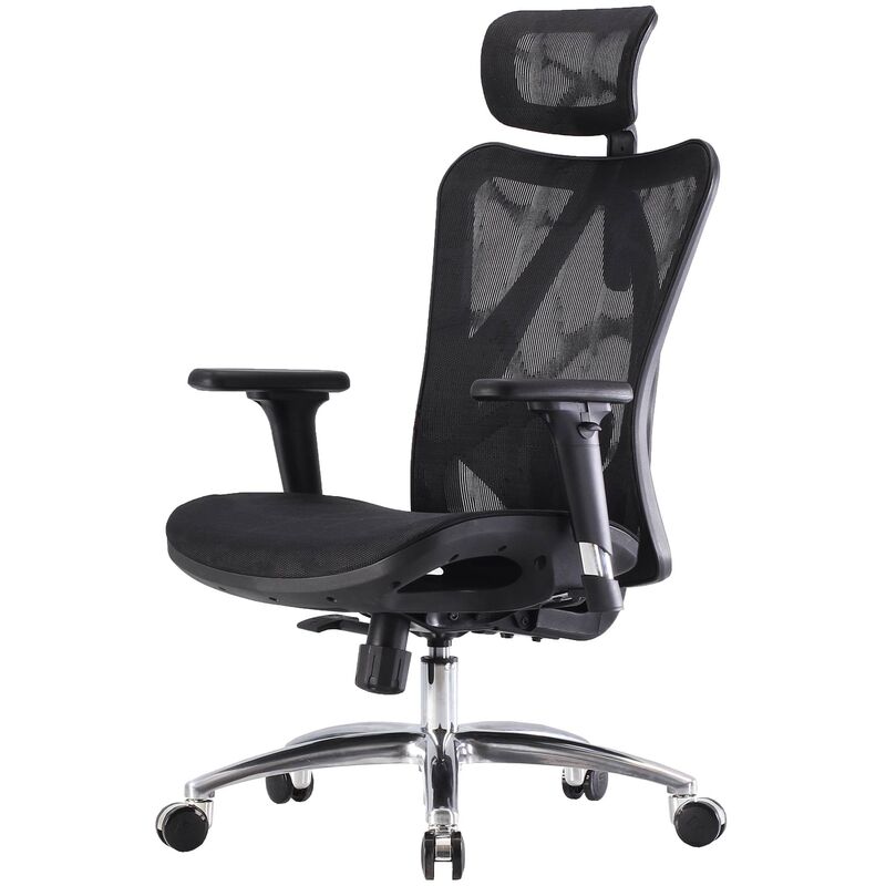 Jamais utilisé] Chaise de bureau HHG 900 accoudoir ergonomique réglable, charge max. 150 kg, revêtement noir, piétement noir