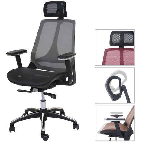 Chaise de bureau HWC-A59 chaise pivotante, fonction glisse, tissu ISO9001 - gris/gris