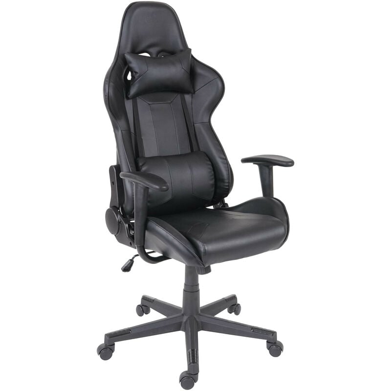Chaise de bureau HWC-F84 chaise pivotante, fauteuil de jeu en ligne, fauteuil directorial, similicuir - noir