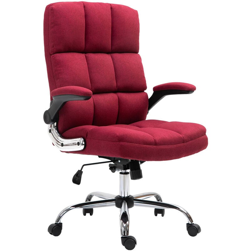 Mendler - Chaise de bureau HWC-J21, chaise de bureau pivotante, réglable en hauteur - tissu/textile rouge-vin