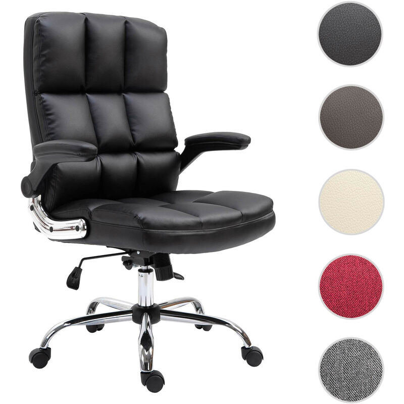 Chaise de bureau HWC-J21, fauteuil de direction réglable en hauteur similicuir blanc