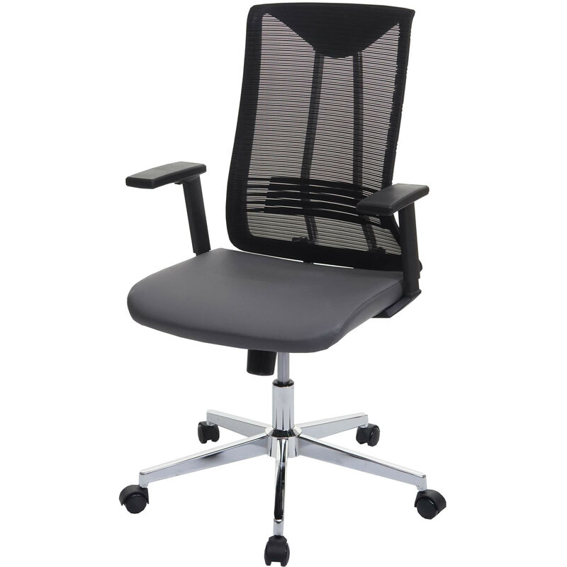 Mendler - Chaise de bureau HWC-J53, chaise pivotante chaise de bureau, ergonomique similicuir Gris