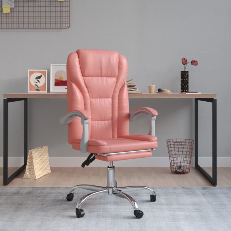 Chaise de bureau inclinable Fauteuil de bureau Rose Similicuir 69033