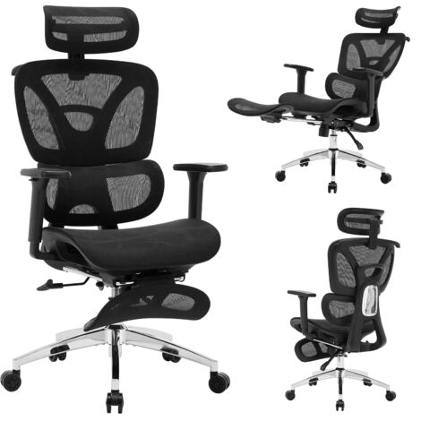 Chaise de Bureau Inclinable, Réglable en Hauteur, Fauteuil de Bureau avec Accoudoir Pliable, Soutien Lombaire Ajustable Charge-noir