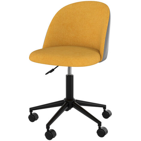 Chaise de bureau design velours jaune moutarde - Cbc-Meubles