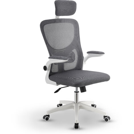 Chaise de bureau Juskys Baltimore avec roulettes et accoudoirs - Chaise de bureau ergonomique et réglable en hauteur - Siège pour bureau - Fauteuil pivotant - Gris