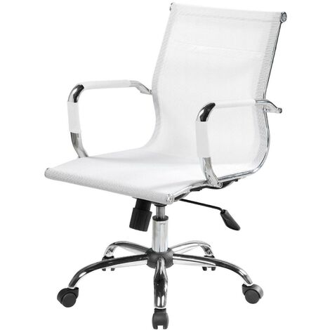 Chaise de bureau Kanaka, Chaise de direction avec accoudoirs, Chaise de bureau ergonomique, Blanc, Cm 62x54h92/102