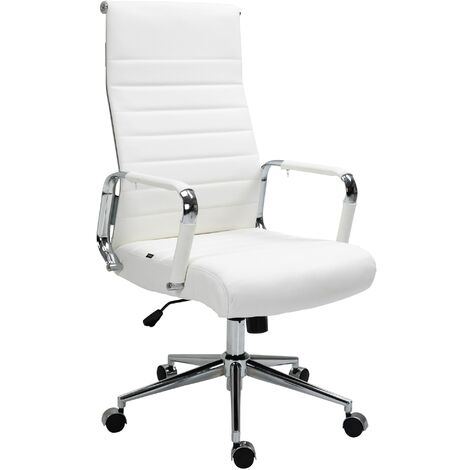 Chaise de bureau Kolumbus cuir véritable Blanc