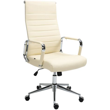 Chaise de bureau Kolumbus cuir véritable Crème