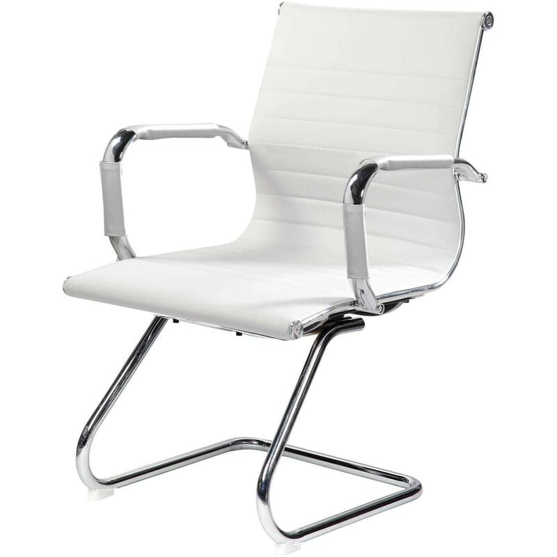 Chaise de bureau Kurow, Chaises de salle d'attente de bureau avec accoudoirs, Chaise de salle d'attente ergonomique, Cm 62x54h89, Blanc