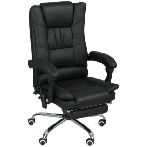 Chaise de bureau massante Vinsetto avec repose-pieds, réglable en hauteur, fonctions de massage, 64x70x118 cm, Noir