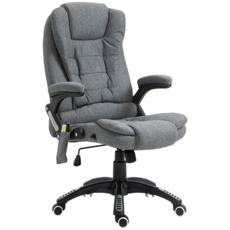 Chaise de Bureau Massante Vinsetto Ergonomique avec Réglage en Hauteur Fauteuil de Chef Design Gris 67x74x116-126cm