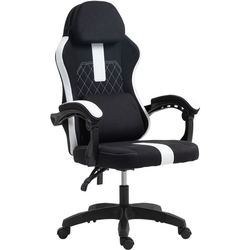 CLP - Chaise de bureau Miltona tissu Noir / Blanc