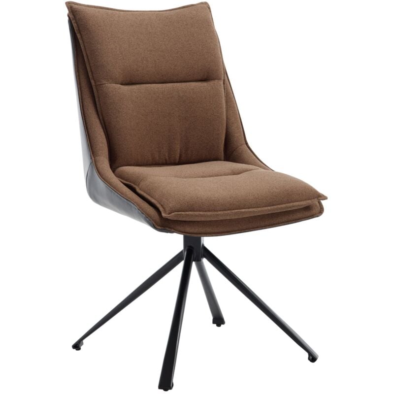 Chaise de Bureau Moderne Chaise Bureau Pivotante Pied Métal Chaise Pivotante en Lin et Cuir pu Fauteuil de Bureau pour Chambre, Marron