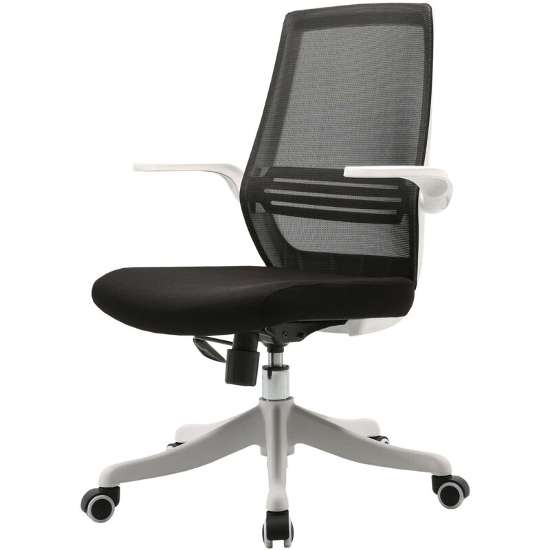 HHG - Chaise de bureau moderne 869, chaise de bureau, ergonomique et respirante accoudoir relevable, noir