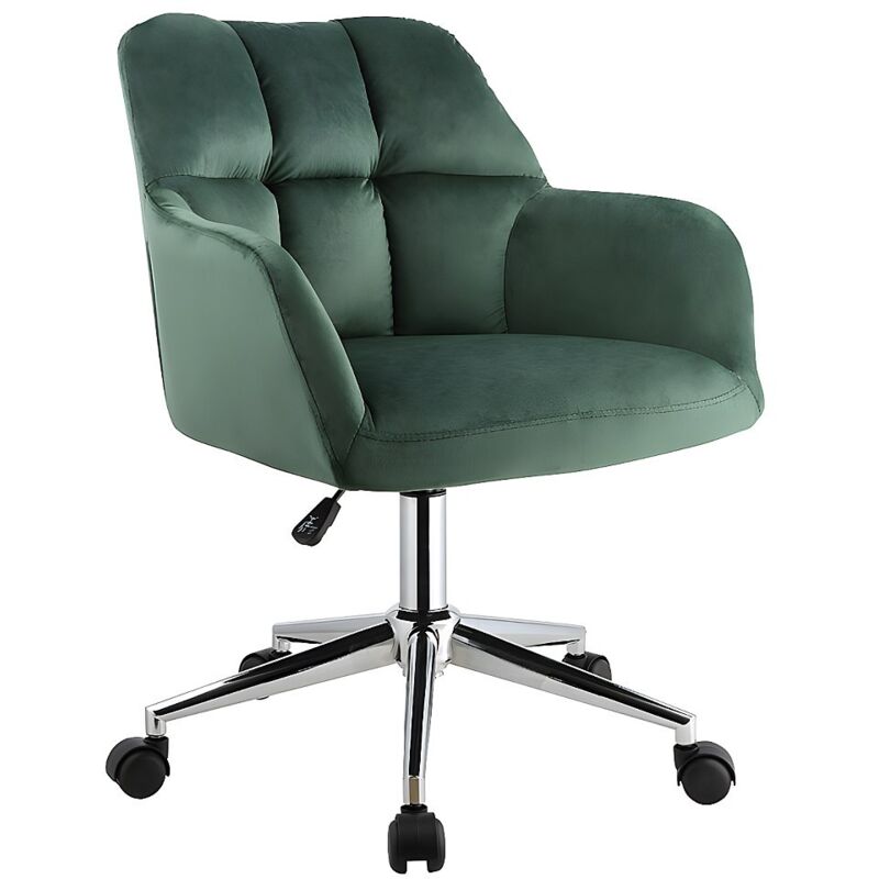 Chaise de bureau PEGA - Velours - Vert - Hauteur r&eacute;glable