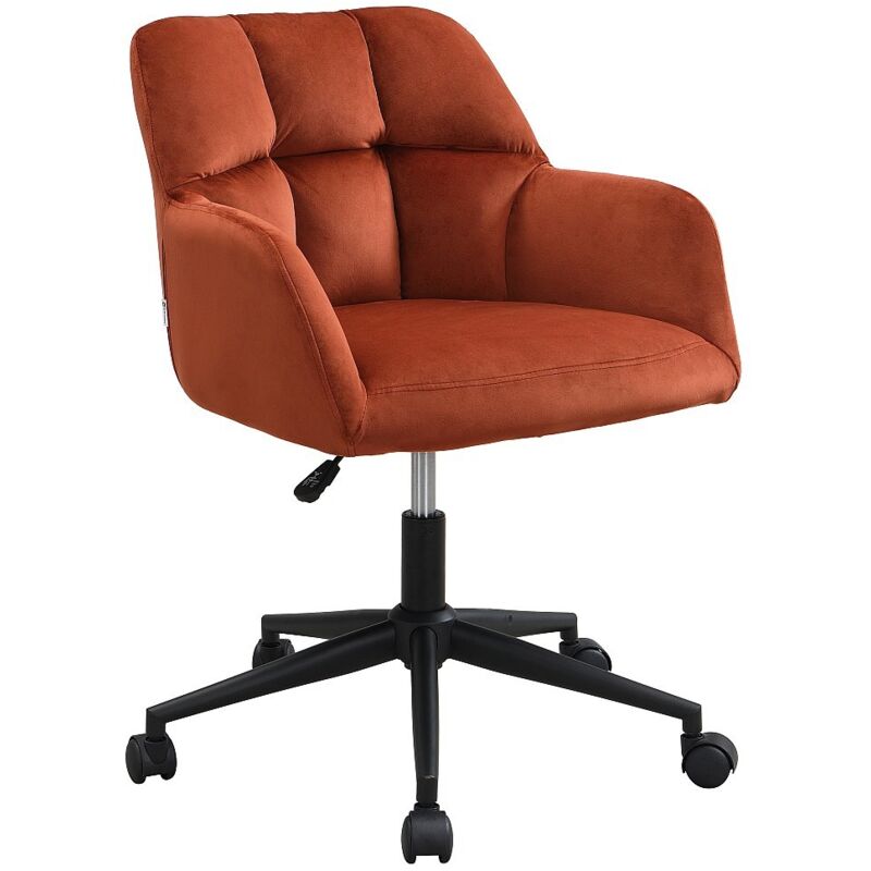 Chaise de bureau - Velours - Terracotta et noir - Hauteur réglable - PEGA