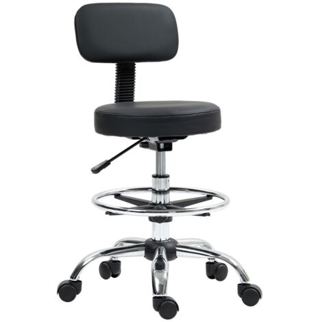Chaise de Bureau Pivotant - Chaise Ergonomique Réglable avec Repose-Pieds - Simili Cuir Noir - Pour Bureau à Domicile et Salon