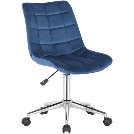 Chaise de bureau pivotant Medford en Velours avec Hauteur ajustable et Roulettes Bleu