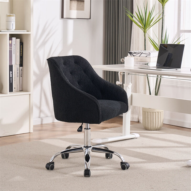 Chaise de bureau - pivotante 360°, avec roulettes - pour salon, chambre, bureaux, hôtel et restaurant - noir 52.9x56.4x84cm