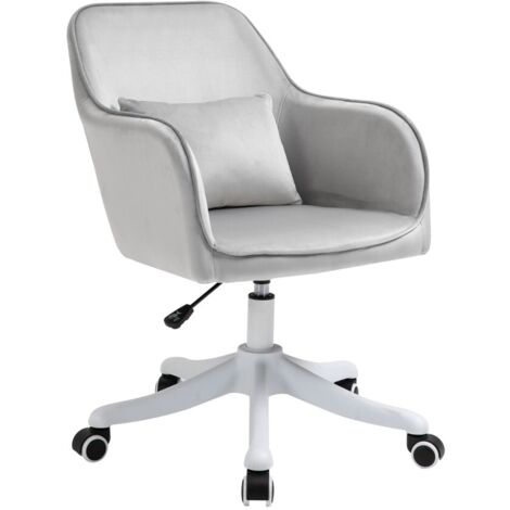 Chaise de bureau pivotante à roulettes - Fonction massage - Accoudoirs et coussin lombaire - Gris - 57 x 70 x 78-86 (cm)