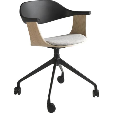 Chaise de bureau pivotante Angel Cerda en gris et chêne - Gris chêne clair noir modernisé
