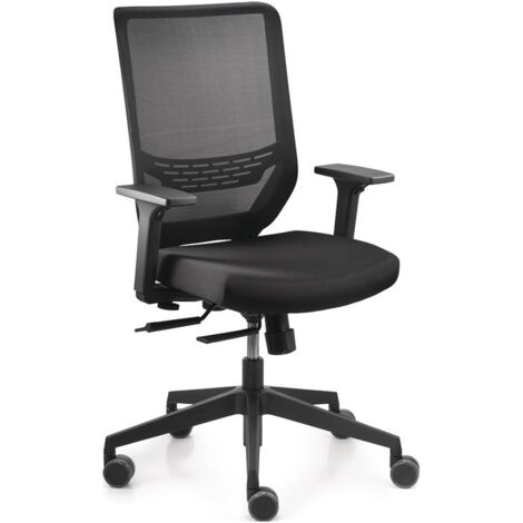 Chaise de bureau pivotante avec accoudoirs en résille, réglable en largeur et en hauteur, noir 410-520 mm avec technologie synchrone DAUPHIN