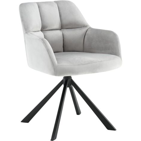 Chaise de Bureau Pivotante avec Accoudoirs Fauteuil Bureau en Velours pour Chambre et Bureau, Gris