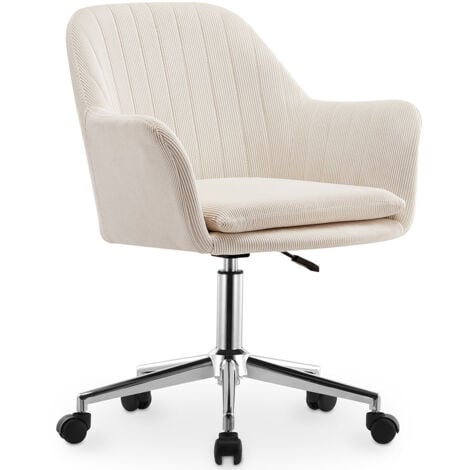 PRIVATEFLOOR Chaise de bureau pivotante avec accoudoirs - Lumby Beige