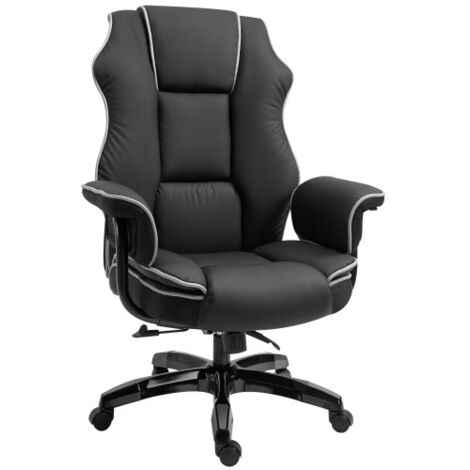 Chaise de bureau pivotante avec accoudoirs, réglable en hauteur, inclinable, en mousse, noir