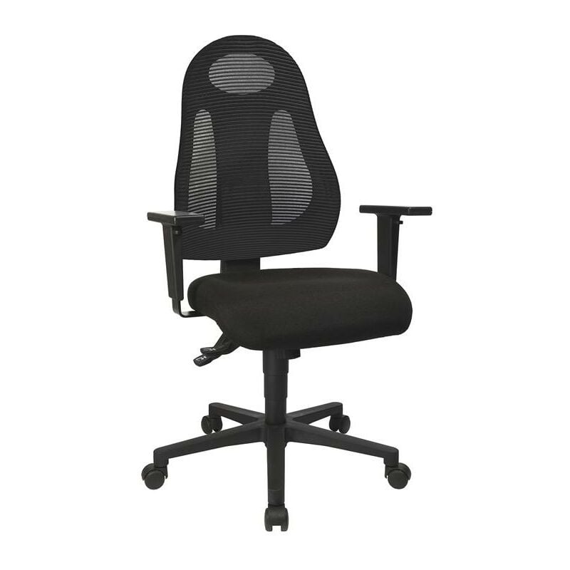 Topstar - Chaise de bureau pivotante avec mécanisme synchrone noir/noir 420-530 mm sans accoudoirs