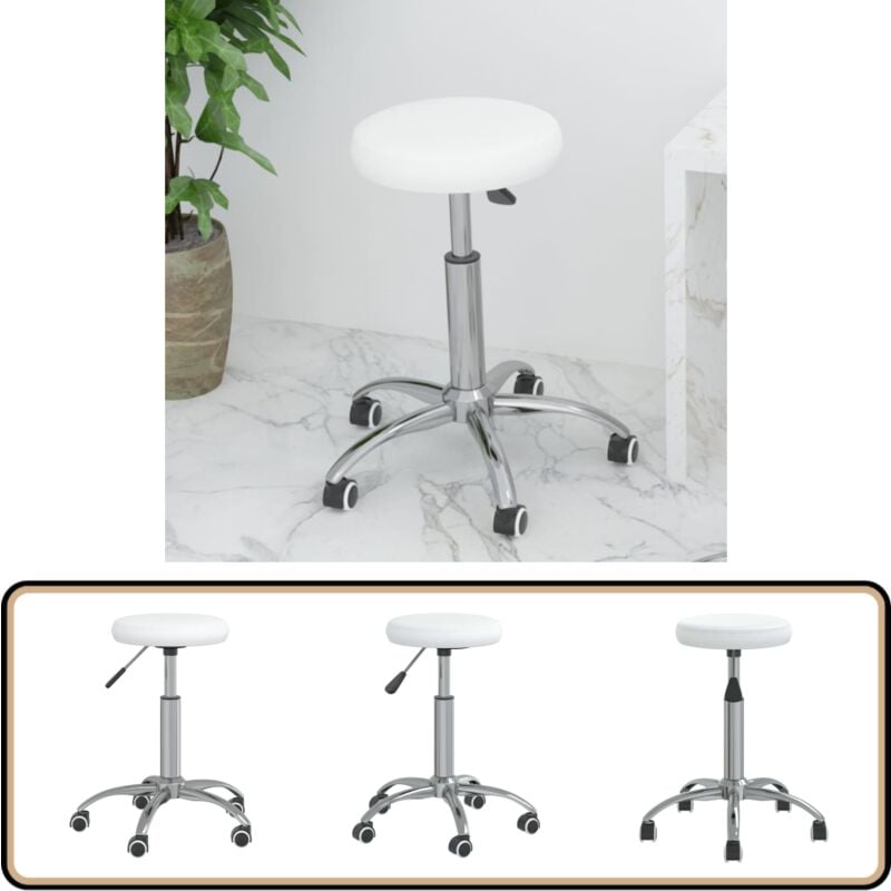 Chaise de bureau pivotante Blanc Similicuir - Chaise De Bureau - Chaise Ergonomique - Chaise Pivotante - Bureau à Domicile - Meuble De Bureau